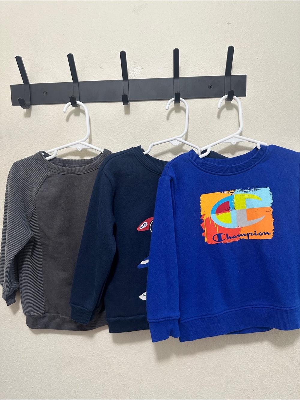 Champion Kids Blue Logo Pullover Sweatshirt with Multicolor Patch Bundle